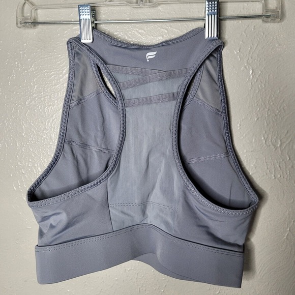 NWT Fabletics Trinity 2 pc workout set gray sports bra sz sm biker shorts xs - Picture 7 of 10